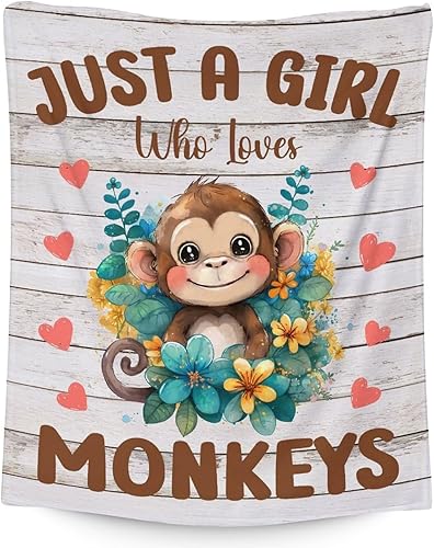 Manta de mono  Manta tamaño cuna de 40 x 50 pulgadas para niñas  Mantas suaves y peludas para sofá, sala de estar y oficina  Manta marrón bonita y