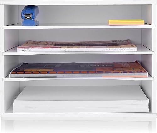 eMerit Organizador de escritorio de madera bandeja de almacenamiento de papel clasificador de archivos con estantes ajustables para oficina en casa eMerit Organizador de escritorio de madera bandeja de almacenamiento de papel clasificador de archivos con estantes ajustables para oficina en casa