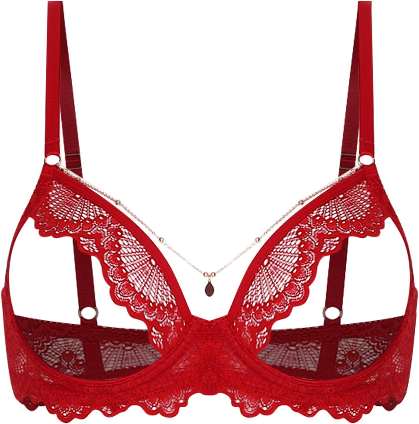 Oyolan Adult Women's Bra Adjustable Shoulder Straps Hollow Cage Bra Tops Cupless Balconette Exotic Apparel
