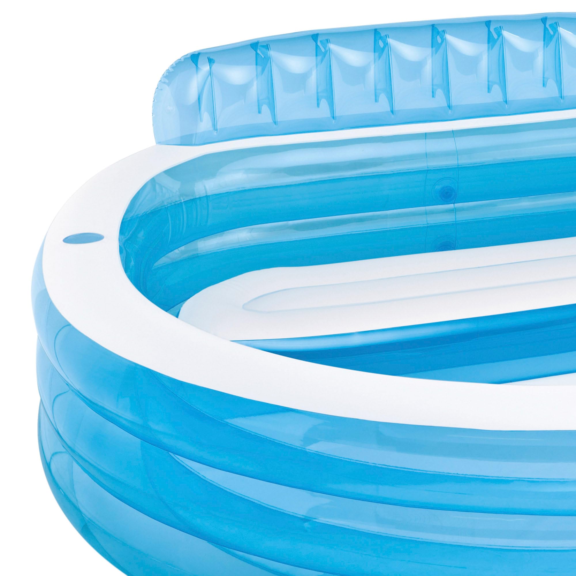 Intex Piscina hinchable redonda con respaldo, 229x218x79 cm, 590 litros, 2 cámaras de aire, 2 portabebidas, Tapón de desagüe, Vinilo resistente, Parche de reparación, +3 años, Diversión verano (57190)