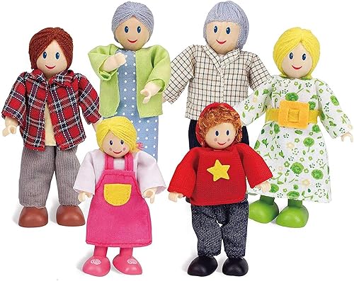 Hape Juego familiar de muñecas caucasianas para casa de muñecas para niños Hape Juego familiar de muñecas caucasianas para casa de muñecas para niños
