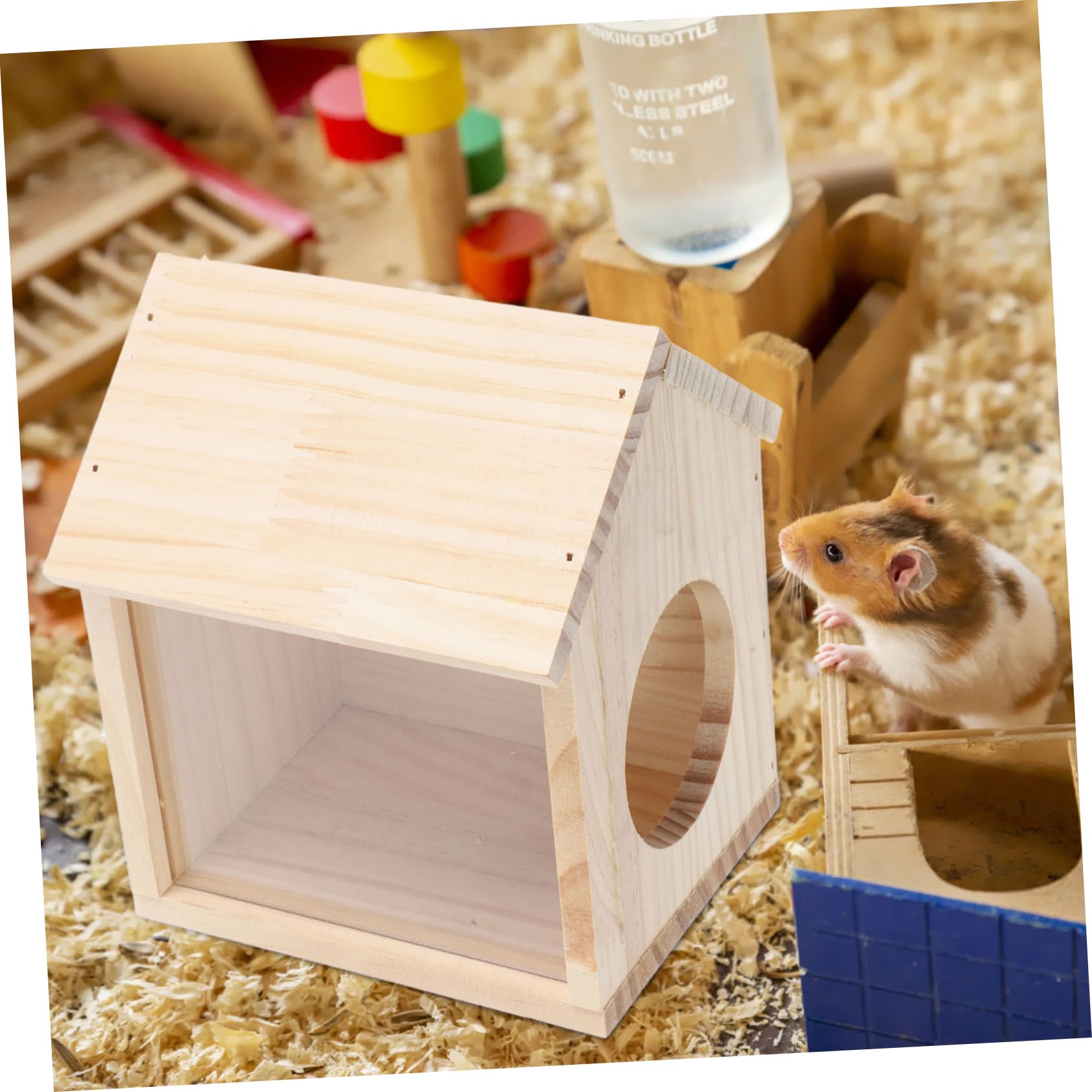 Holzhamsterhaus mit Transparentem Aufbau, Abnehmbar für Hamster