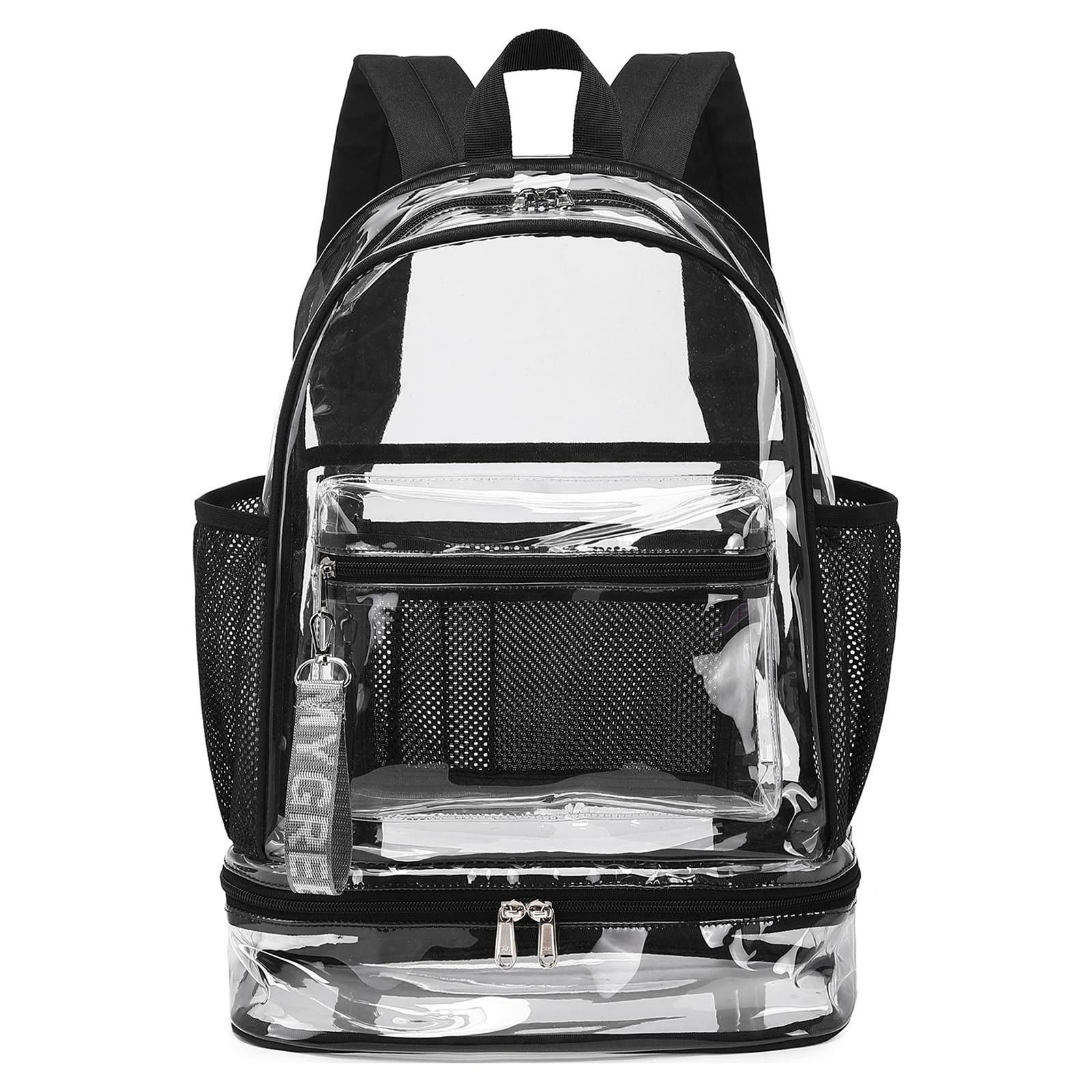 mygreen Clear Backpack with Bottom Compartment for Lunch Box or Shoes, 2-in-1 Design for School, Sports, Work, Stadium, Security, Travel, College