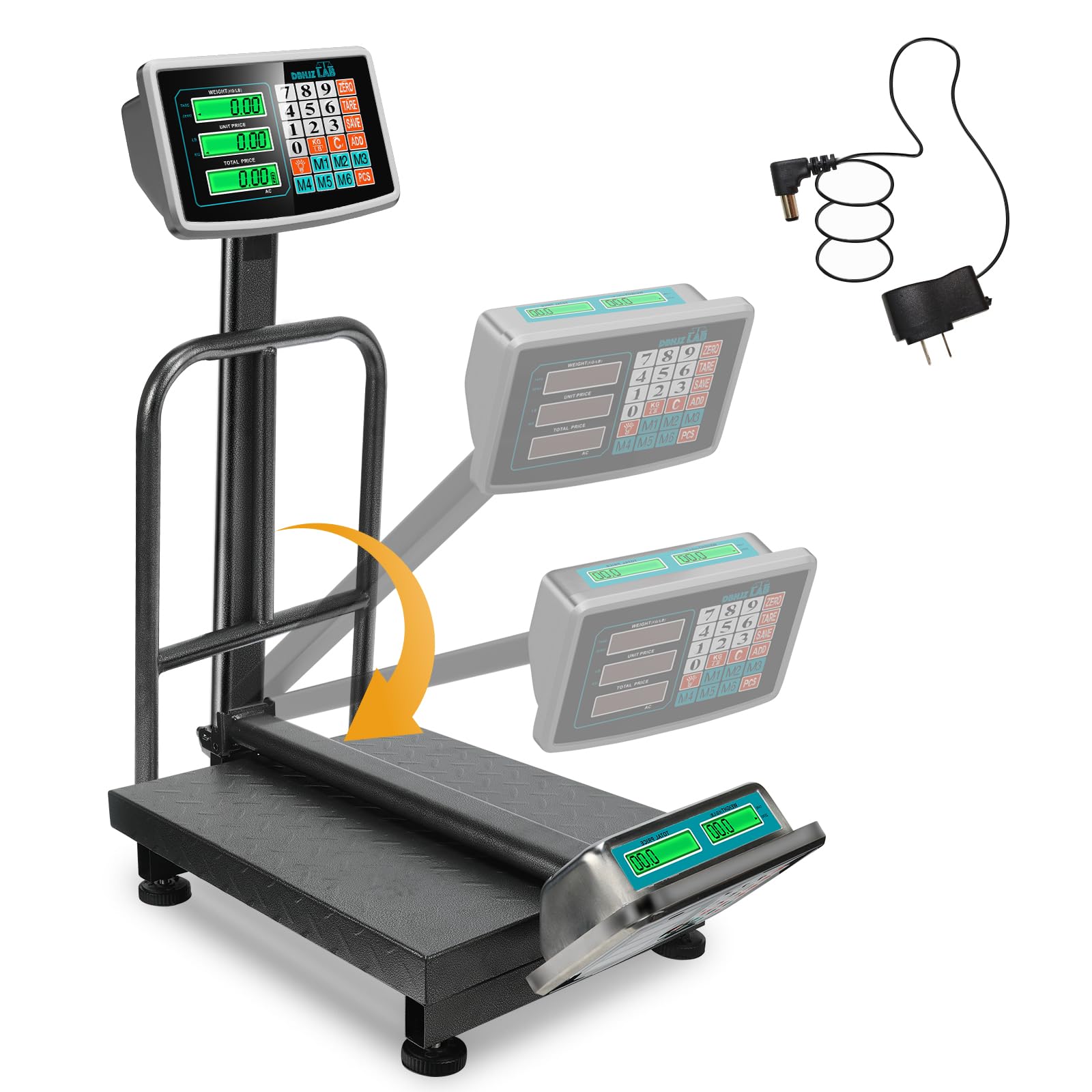 Computing Digital Platform Scale, 660 lbs, Foldable Floor Scale, Double Sided LCD Display, Postal Shipping Scale with KG/LB Conversion, AC/DC Power Supply for Weighing Boxes, Luggage, Packages-image-24