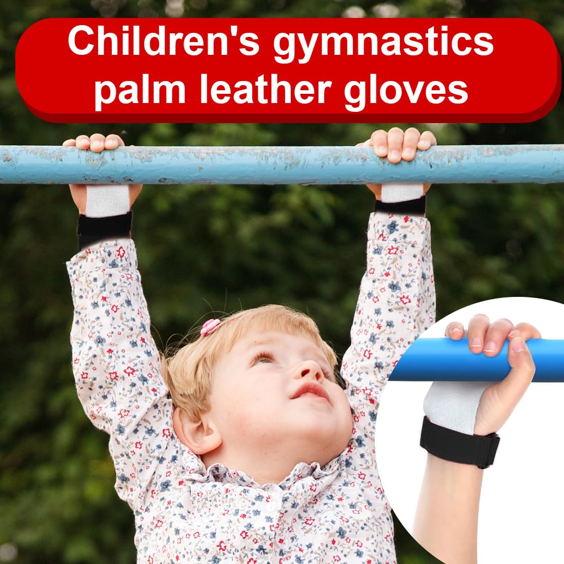 Prese per Mani Ginnastica Bambini in Pelle Vera, Manopole Allenamento Taglia M, Bianco e Nero