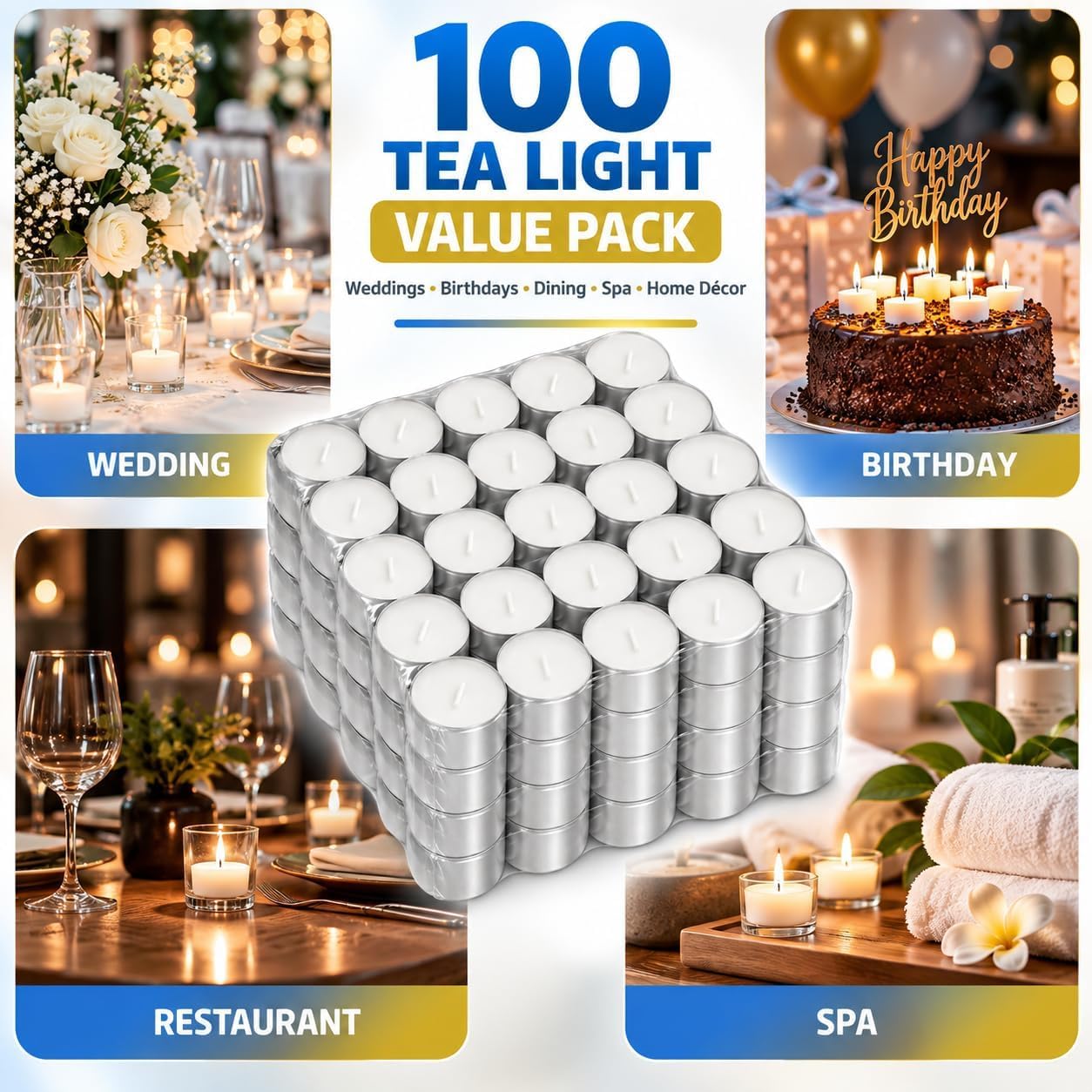 1ABOVE Tea Lights - 100 Pack, 4 Hour Burn -6