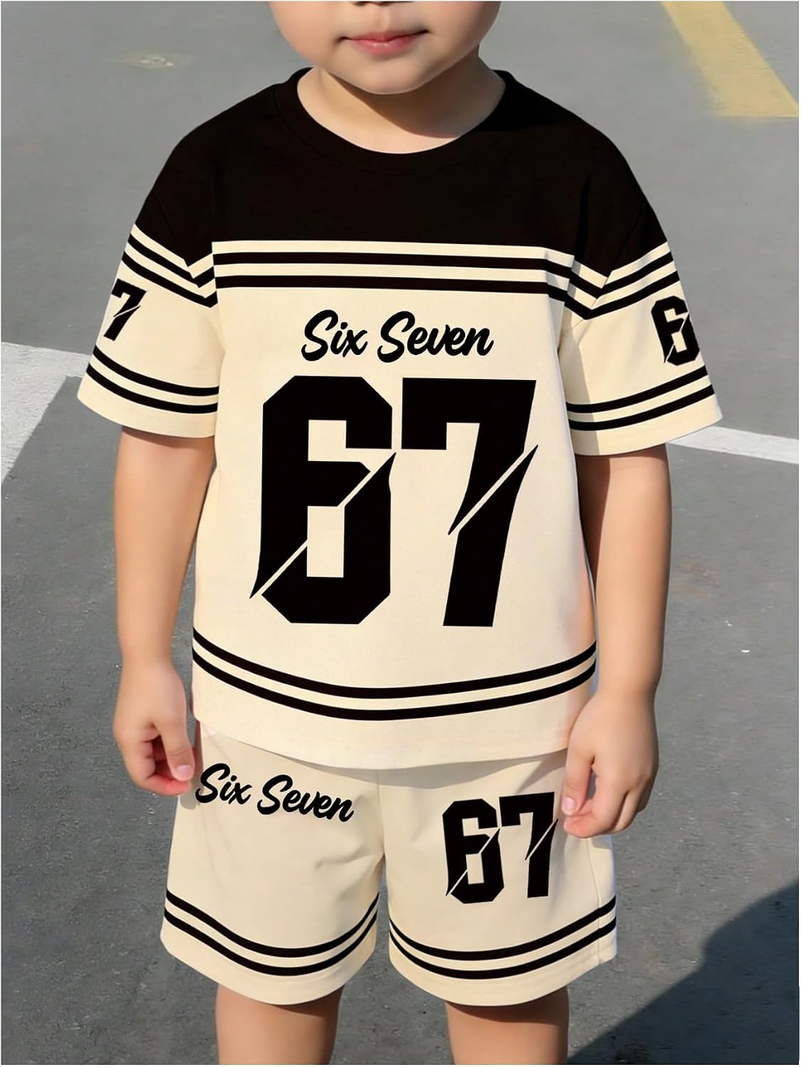 VIPWOLF Boy's 2 Piece Outfits Number Graphic Short Sleeve Jersey Shirts and Soccer Shorts Activewear