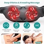 Nekteck Shiatsu Back Neck Massager,2026 Upgraded 3D Back Shoulder Kneading Massage Pillow, Deep Kneading Shoulder Massager with Heat, Waist Massage Pillow for Home Car and Office Use (NOT Cordless)