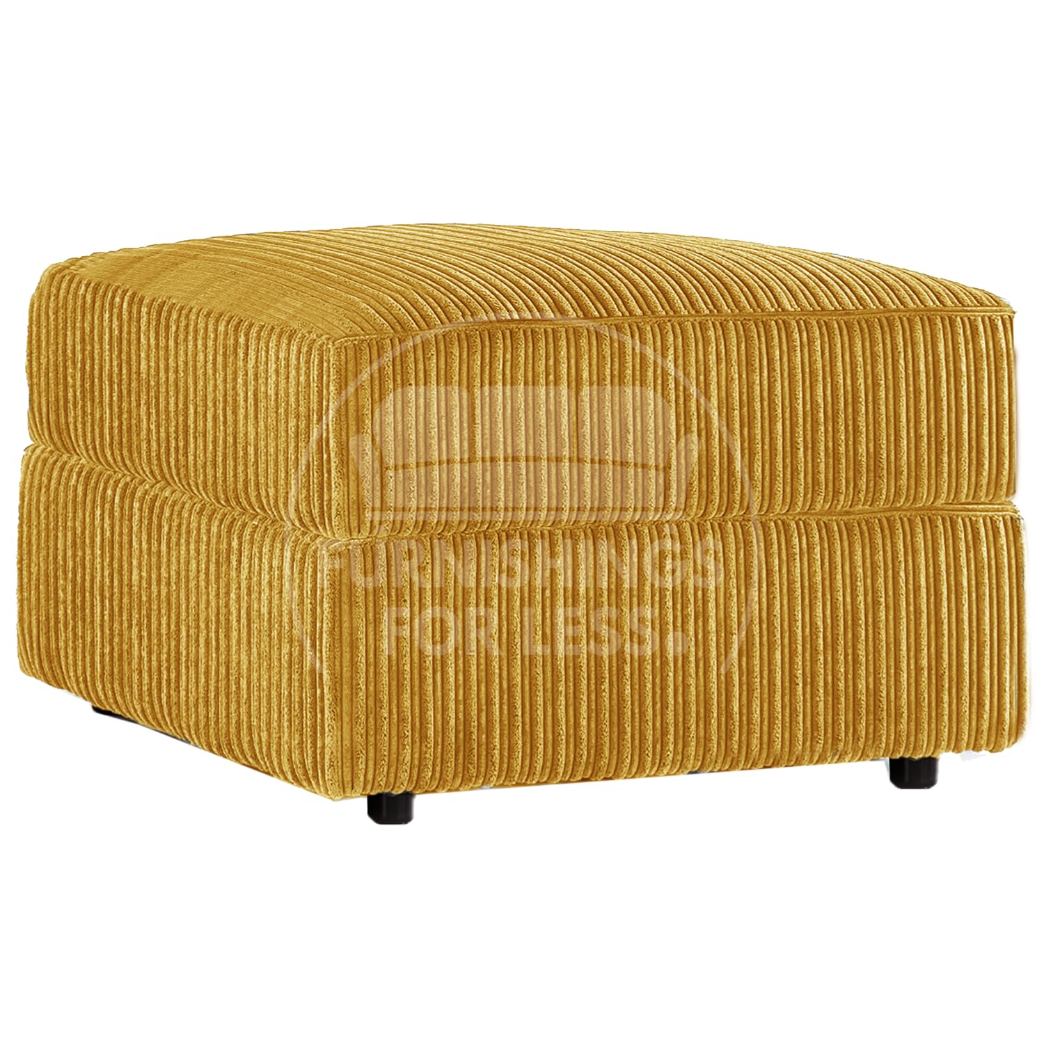 Furnishings For Less UK Luxor Mustard Fabric Jumbo Cord Footstool Living Room Pouffe Accessory (Mustard, Footstool)