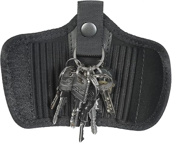Silent Key Holder for Duty Belt - Foldable Key Bag, Black