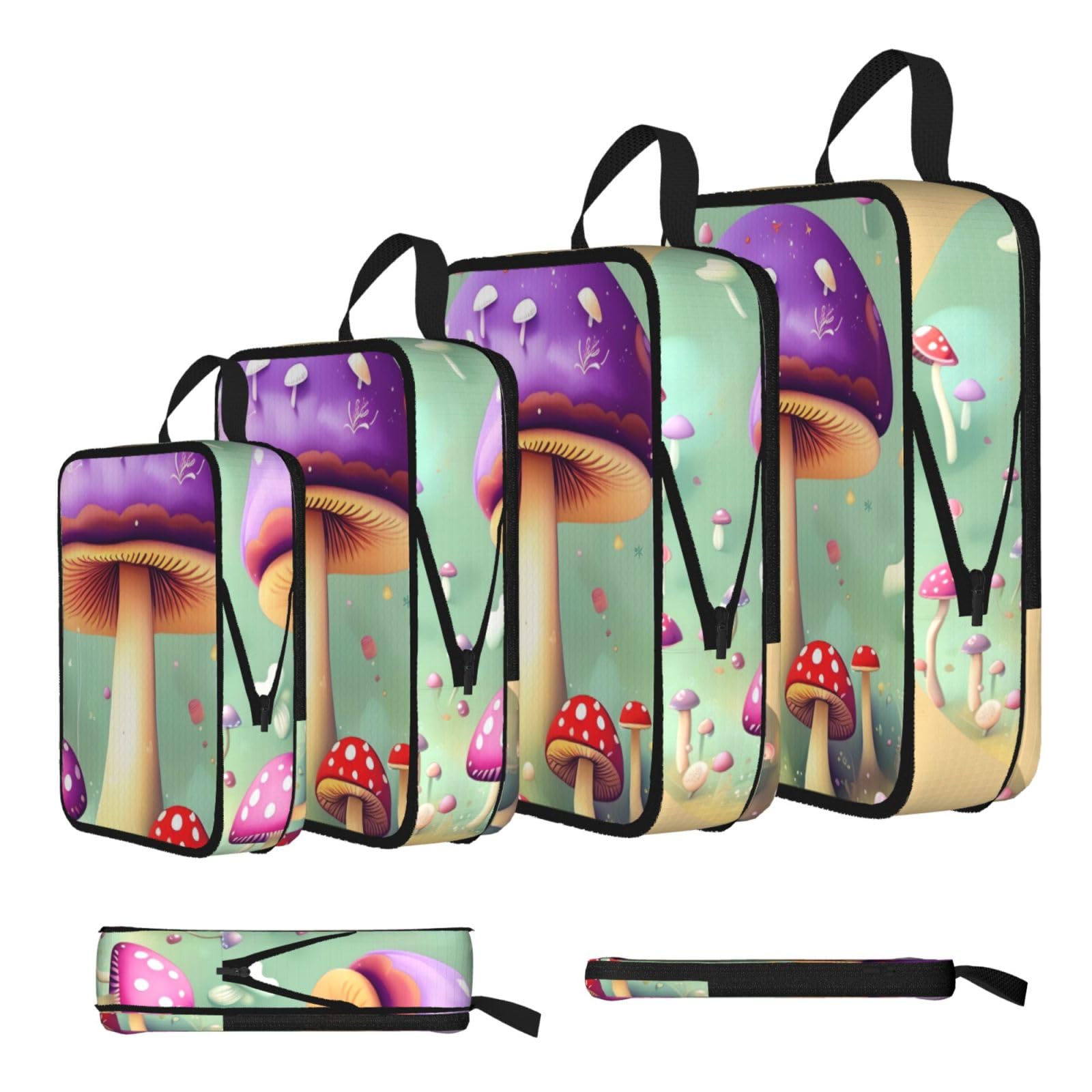 Sxzvvbn Black Purple Dream Mushroom Compression Packing Cubes 4 Piece Set
