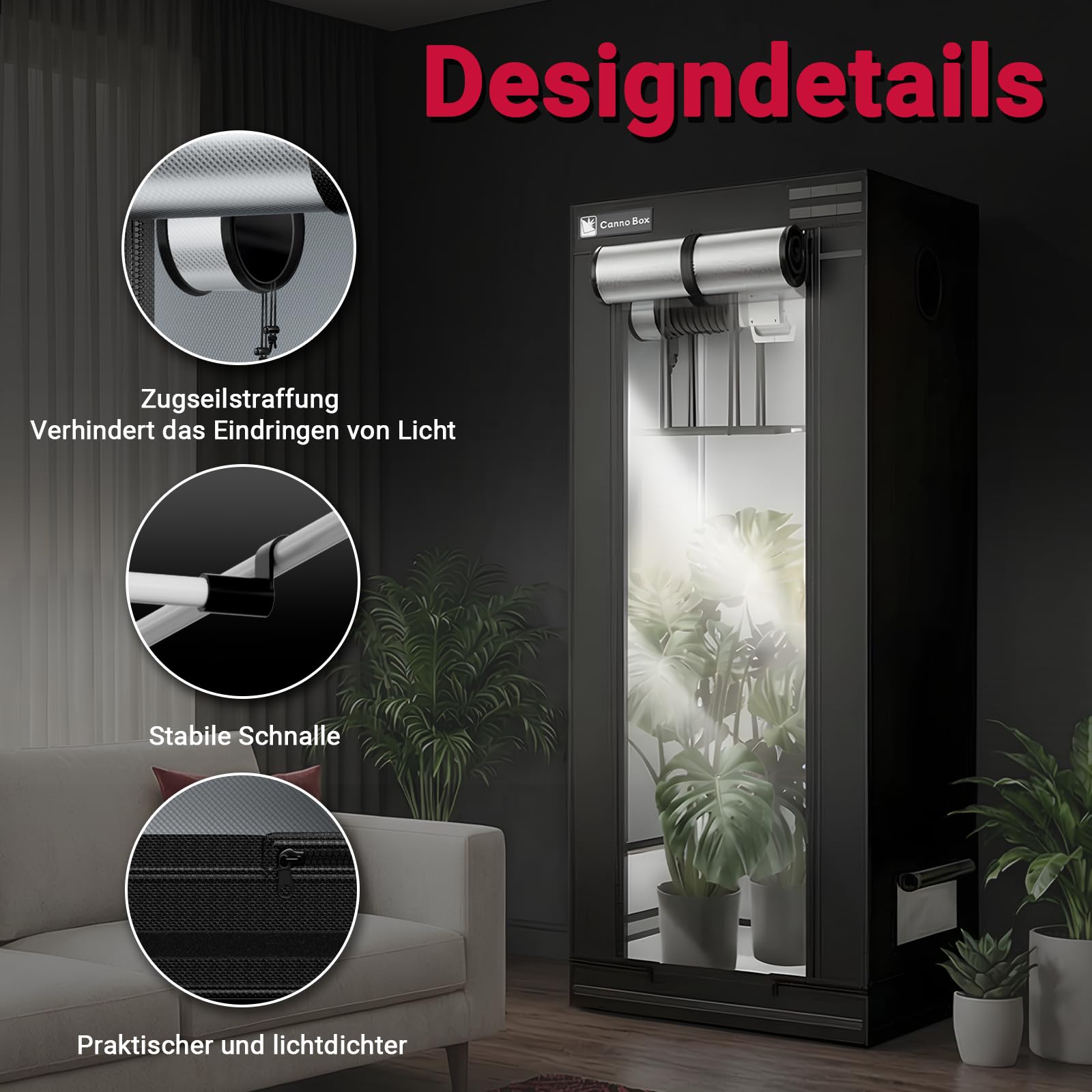 Growzelt 60x60x160 cm Pro Indoor Growtent Transparente Schicht Design Reflektierende Mylar 1680D Oxford Zuchtzelt für Hydrokulturen