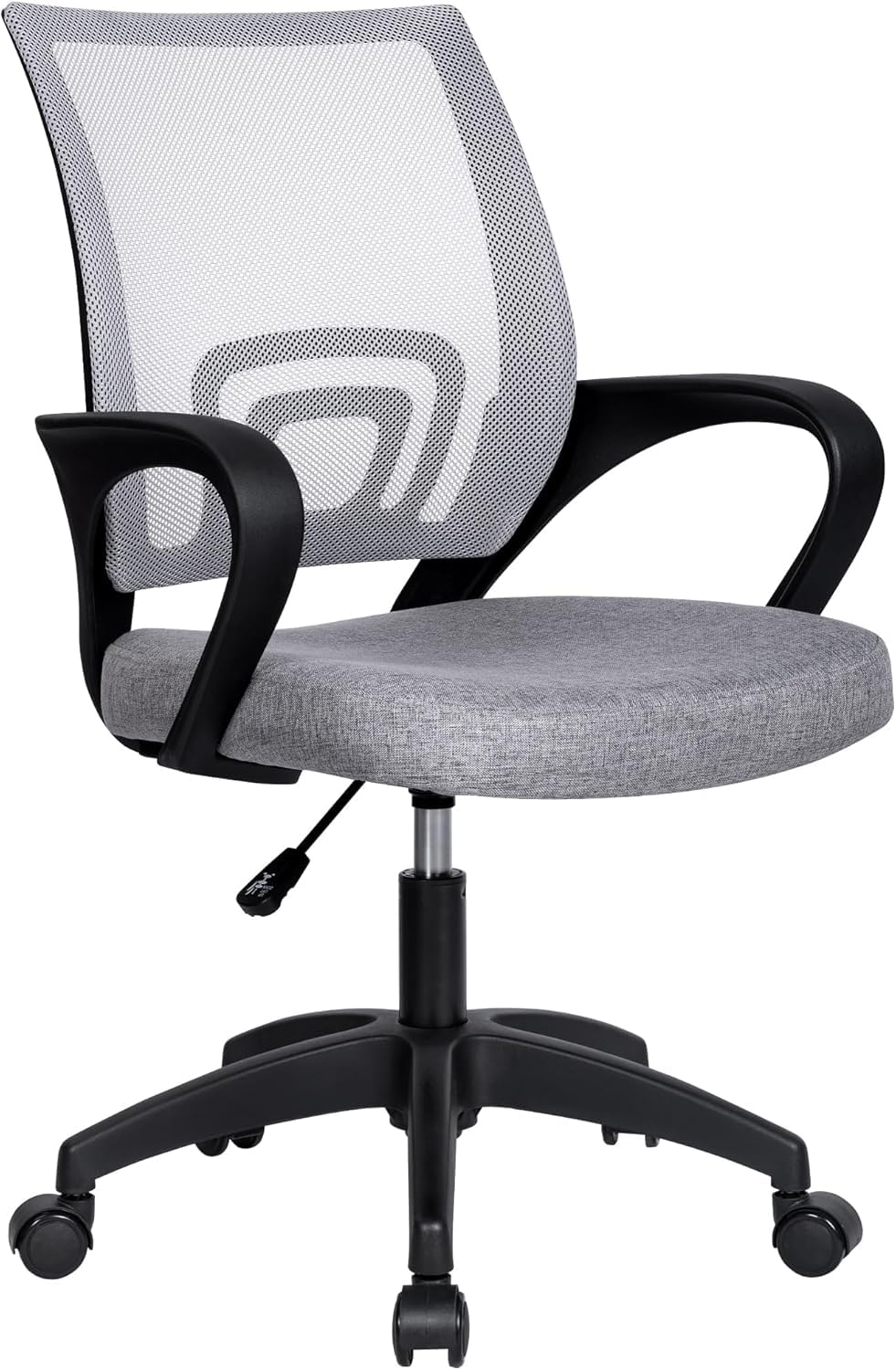 M1C - Silla de Oficina o Escritorio Ergonómica con Soporte Lumbar, Malla Transpirable, Regulable en Altura, Ruedas antiarañazos, Color Gris