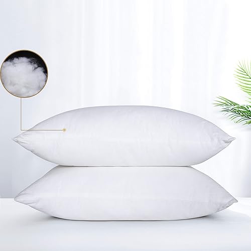 Miniatura 3 de FLXXIE Paquete de 2 almohadas pequeñas de algodón alternativas, súper suaves y transpirables, almohadas pequeñas para dormir, viajes, 13 x 18