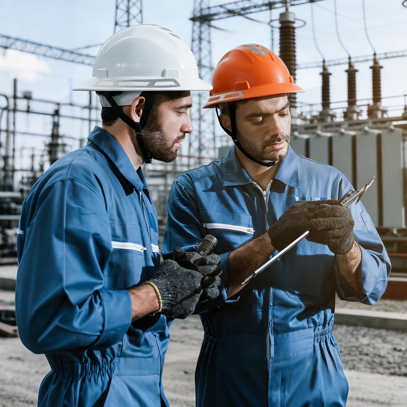 Casco de electricista de ala completa – Clase E, G y C, ANSI Z89.1 aprobado por OSHA Casco de seguridad de construcción, tapa sin ranura, cascos de construcción