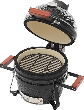 13" Ceramic Charcoal Grill, Ceramic BBQ Charcoal Grill and Smoker for Camping, Backyard & Home BBQ INGRILL