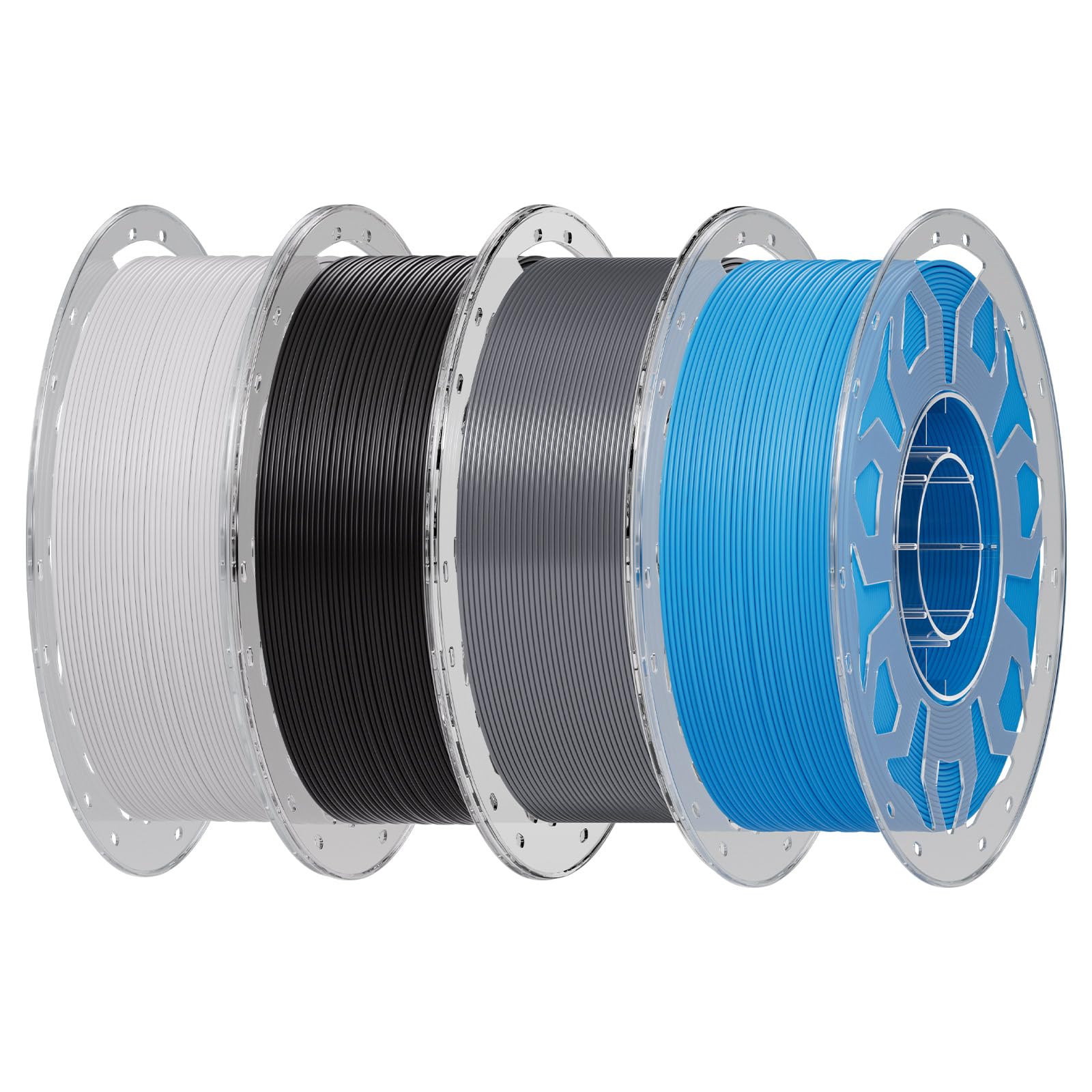Creality PLA 3D Printer Filament 1.75mm, Black+White+Grey+Blue, 4 kg