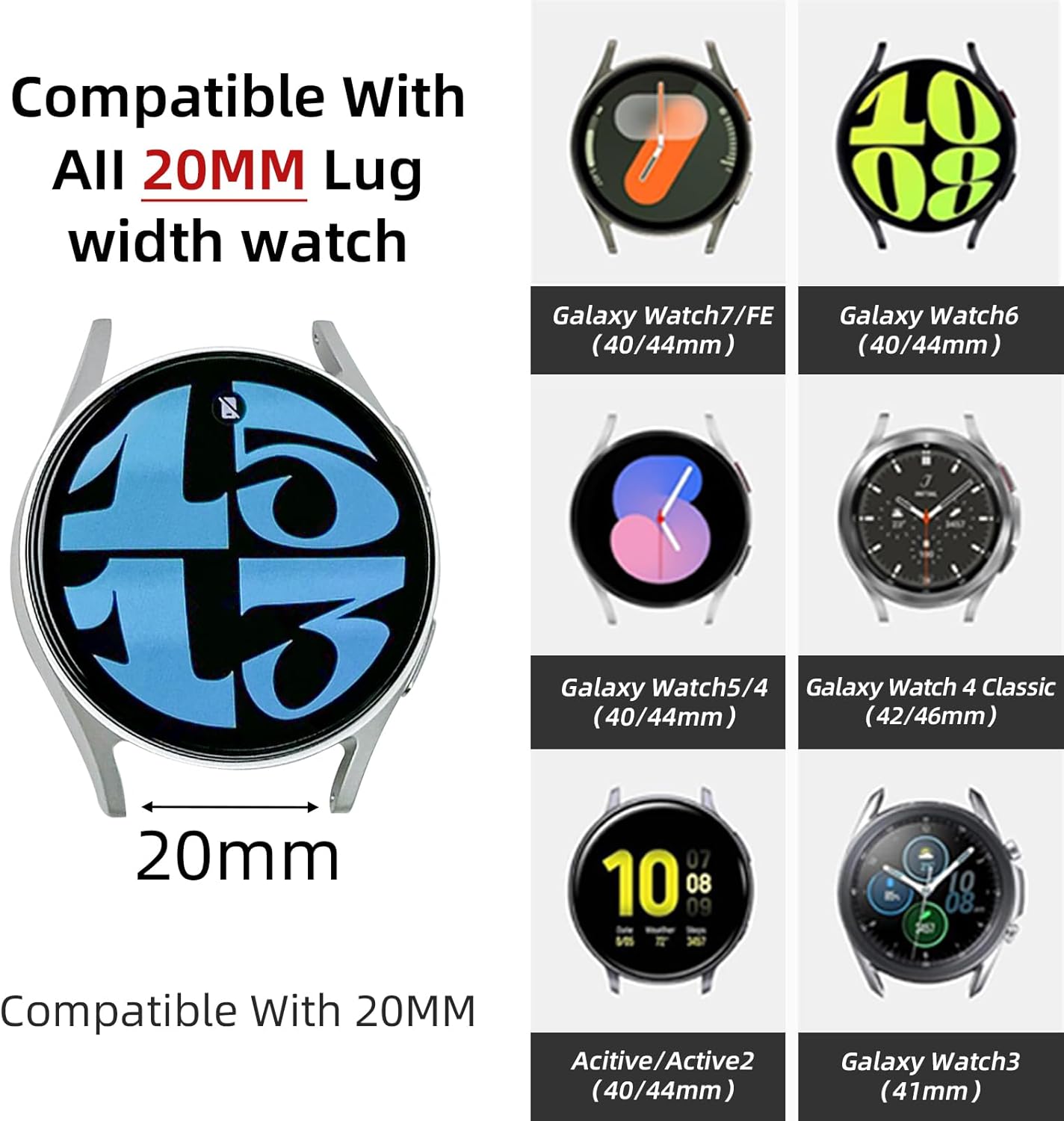 Leather Band Compatible with Galaxy Watch 7 Bands 44mm 40mm,Galaxy Watch 6/5/4/FE/Active 2 40mm 44mm/Watch 6 Classic 43mm 47mm/Watch 5 Pro 45mm/Watch 4 Classic 42mm 46mm,20mm Magnetic Strap for Samsung Watch women men - Image 5