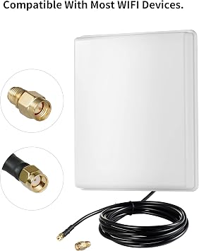 Outdoor 15dBi Dual Band WiFi 2.4GHz 5GHz 5.8GHz Long-Range Directional Panel Antenna with 10Ft Cable for WiFi Router Wireless Network Card Security IP Camera Video Surveillance Monitor, Eifagur