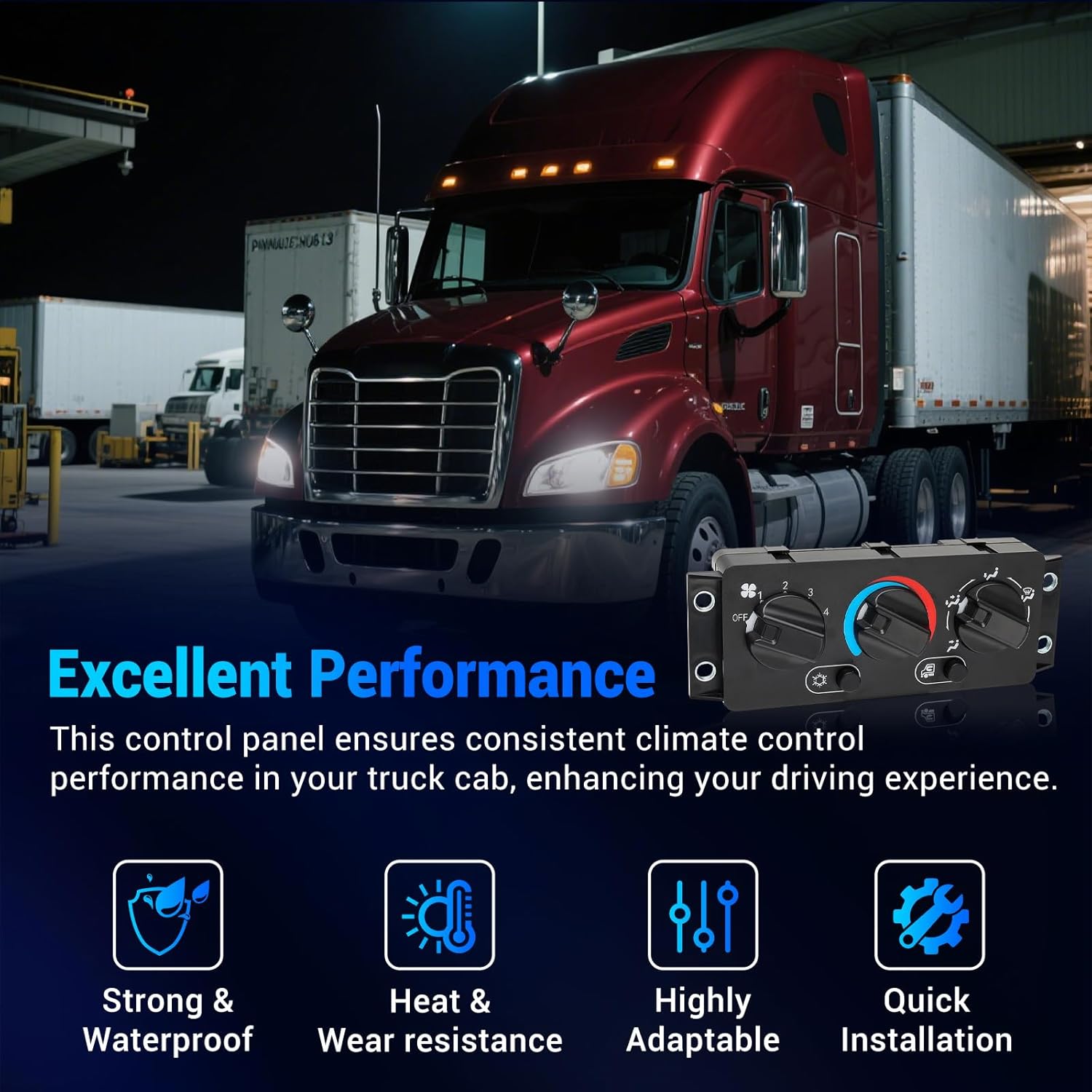 Climate Control Module Switch 70826280, Tempeature Control Panel Compatible for Mack CHU612 CHU613 CHU614 CXU612 CXU613 CXU614, Replacement for 25110700 21169150 MAK29RD324AM