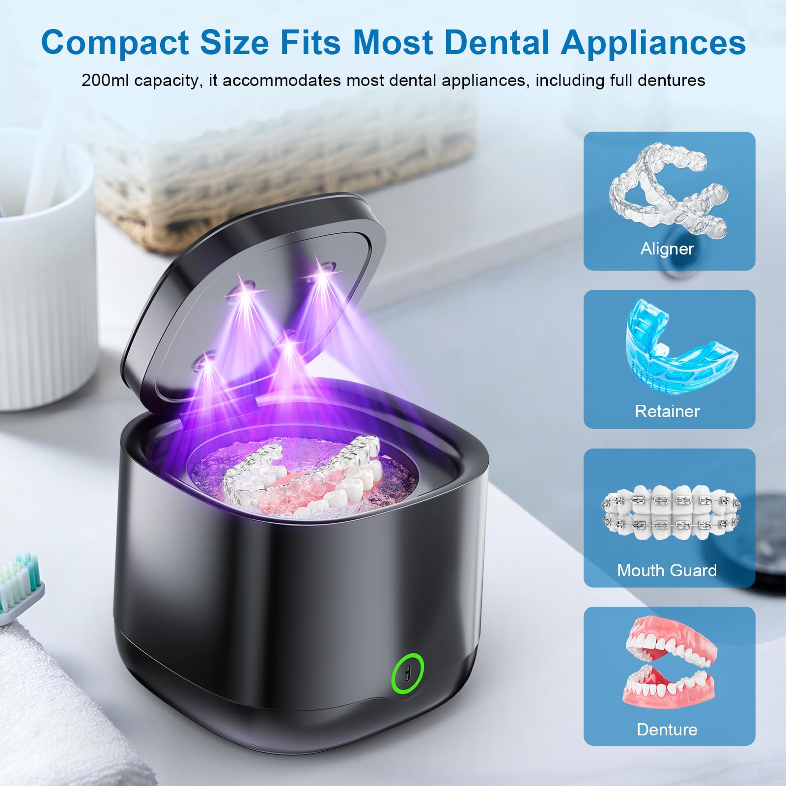 Ultrasonic Retainer Cleaner - Wireless Dental Pod -2