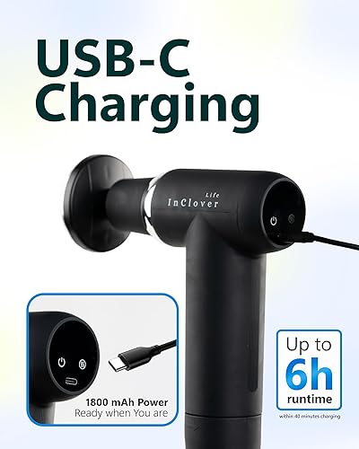 Miniatura 7 de Pistola de masaje con mango de extensión desmontable para masaje muscular de tejido profundo - Masajeador de mano con calefacción de percusión de