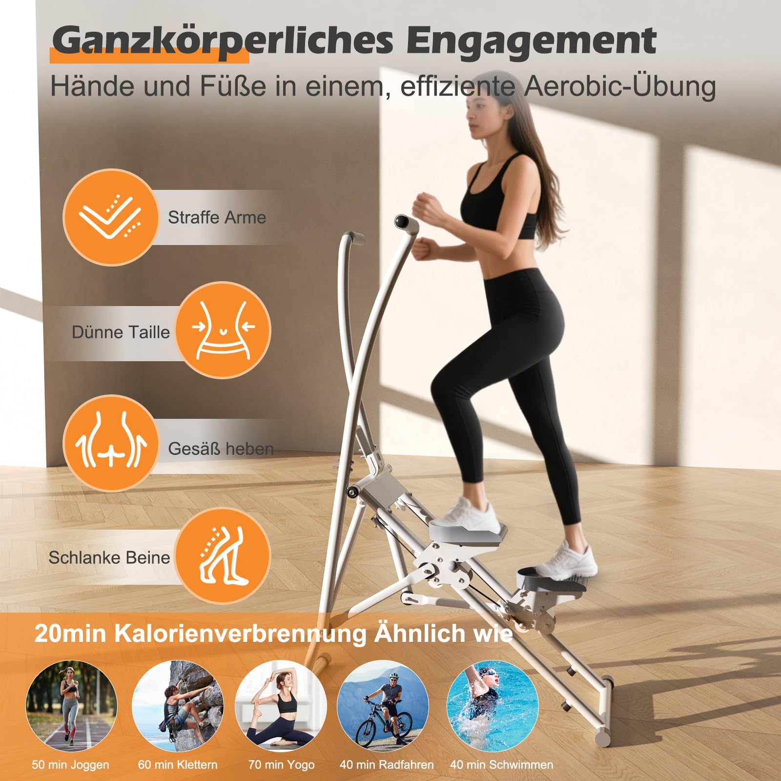 Stair Stepper Verticale Macchine,CEIEVER Stepper Fitness Casa con 3 Altezze Regolabili Pieghevole per Macchine Cardio Verticali Stair Stepper Per la Casa e l'ufficio