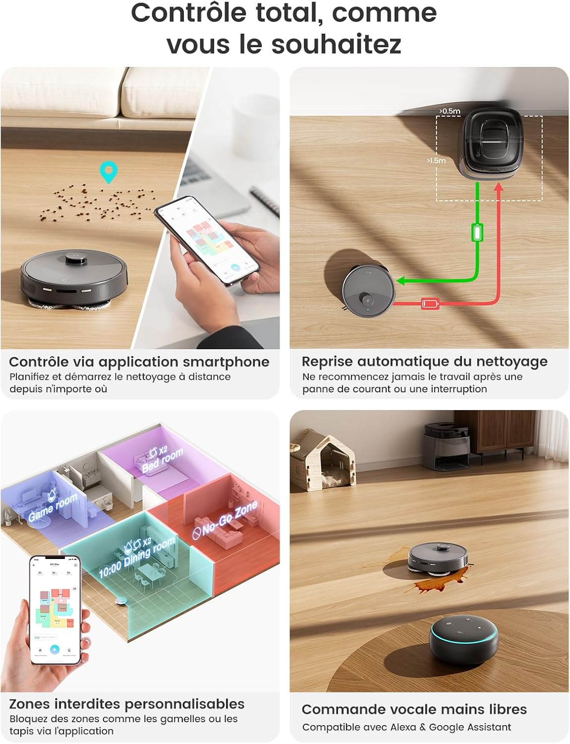 Lefant M3 Max app control features including scheduling, no-go zones, and voice control