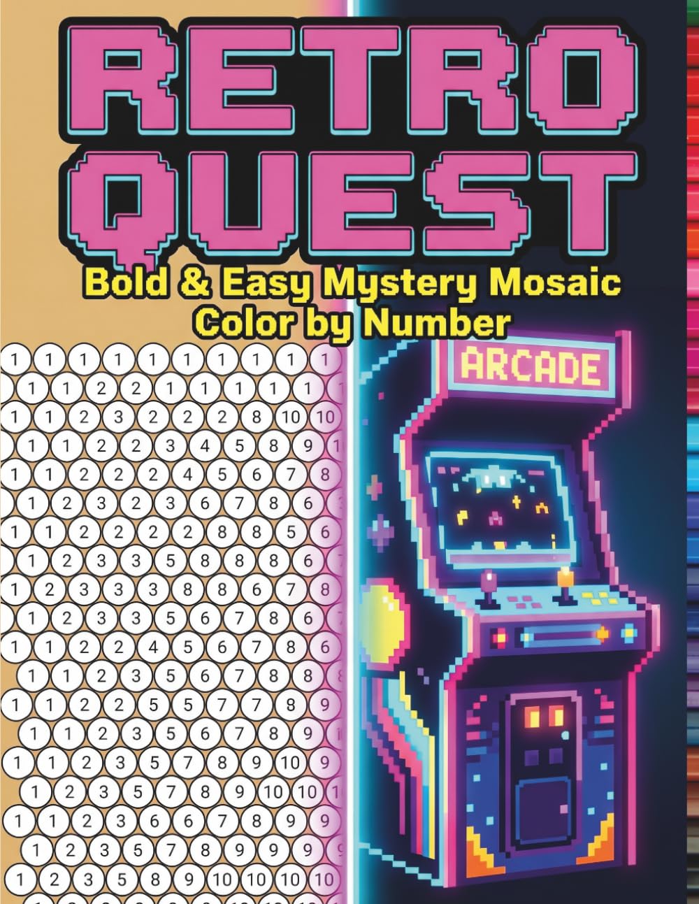 Retro Quest: Bold & Easy Mystery Mosaics Color By Number