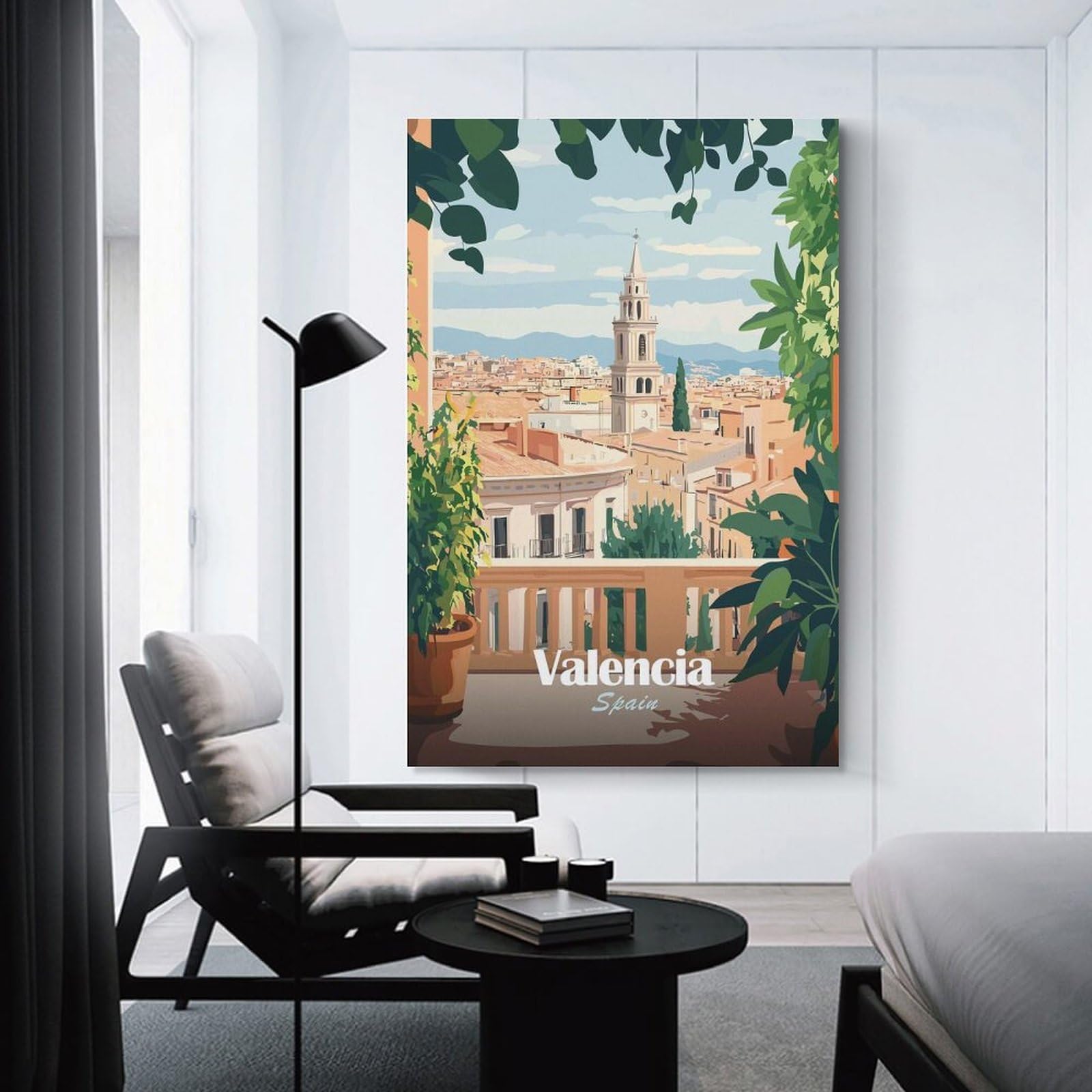 Junmoney Valencia Cityscape (2) Wall Picture Print, 20x30inch(50x75cm), for Feature Walls in Flats Or Modern Rooms, Decorative Artwork with Flexible Styling
