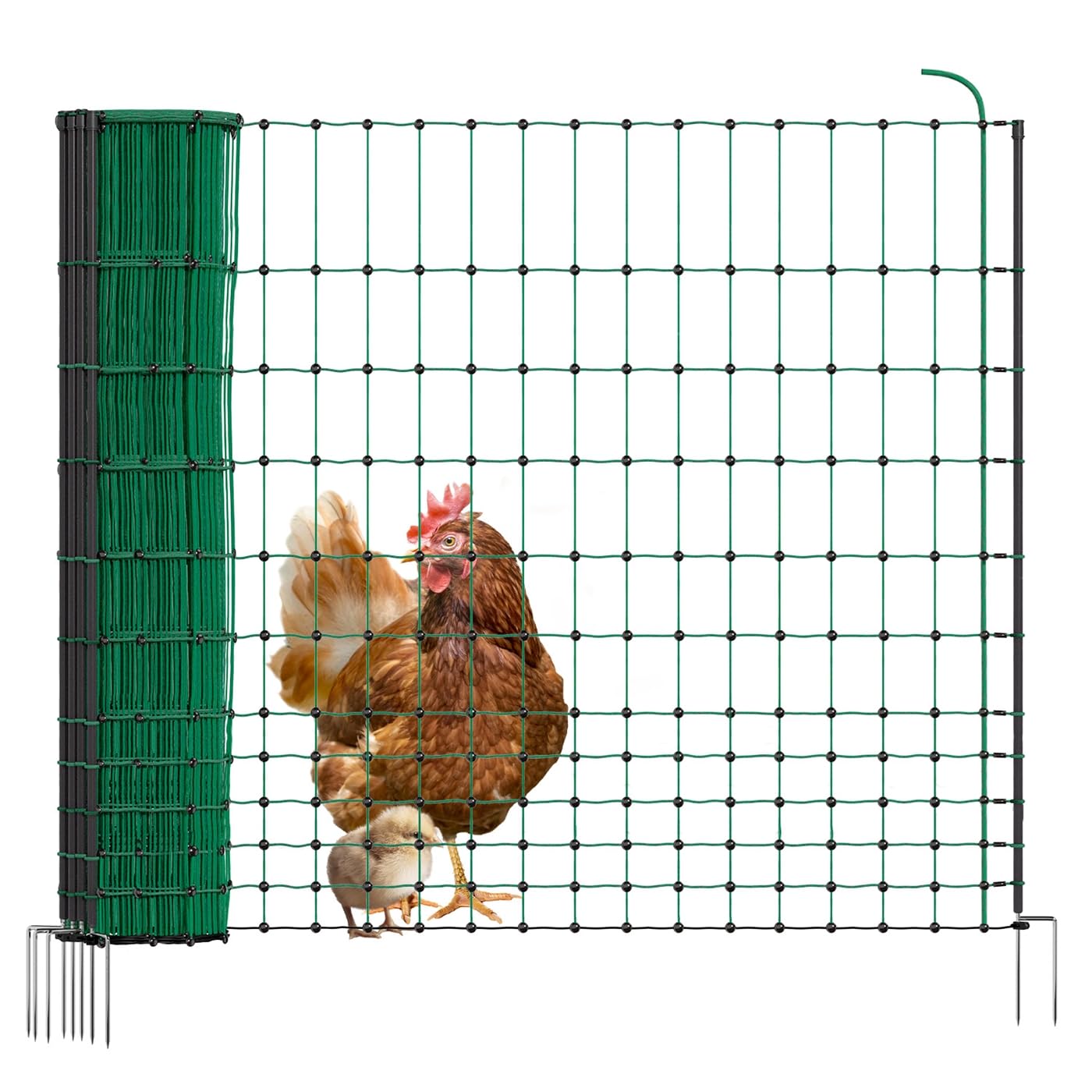 VOSS.farming Rete Non elettrificabile per pollame Basic, 50m di Lunghezza, 112 cm di Altezza, a 2 Punte, Verde, Rete per maiali, capre, agnelli e Animali Domestici