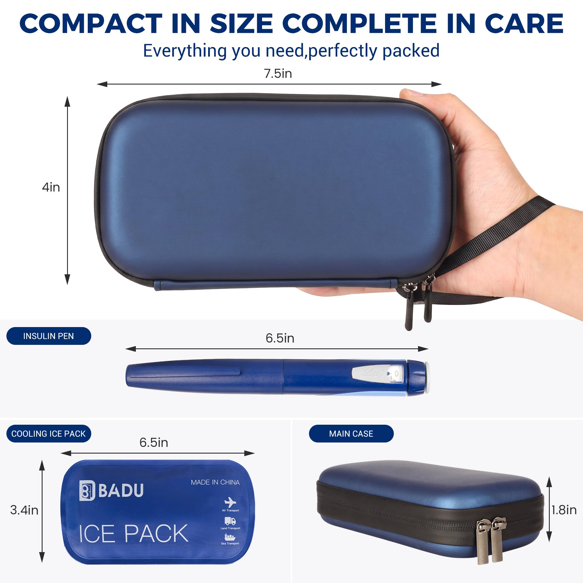 Mallette de voyage isotherme pour insuline, approuvée par la TSA, petite, pour médicaments réfrigérés, avec 2 packs de glace réutilisables.