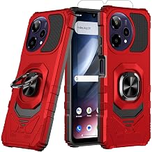 Case Compatible with Cricket Icon Plus 2026/AT&T Verge 2, with Screen Protector Dual Layer Shockproof Protective with Ring Kickstand Red