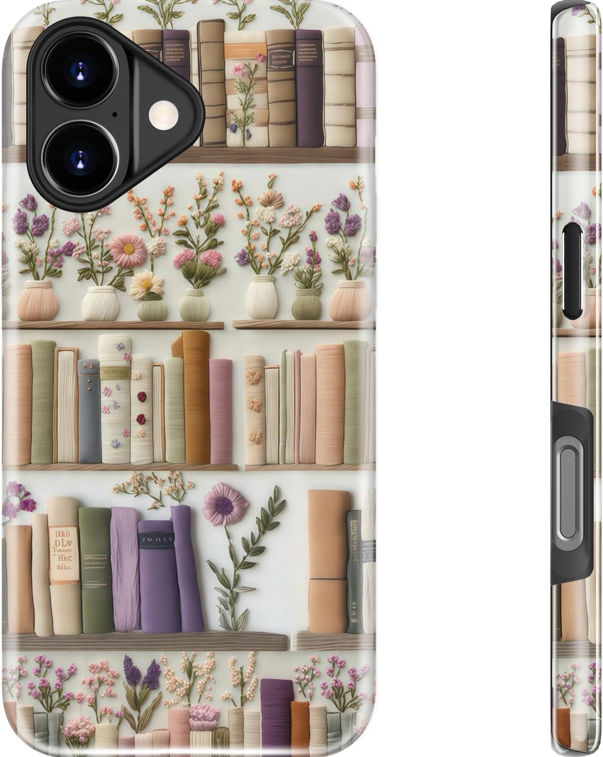 DEENAKIN for iPhone 17 Case Cute,Aesthetic Vintage Floral - Book Shelf,Compatible with Magsafe,Trendy Wildflower Unique Cool Retro Western Slim Silicone Phone Cover for Women Girls