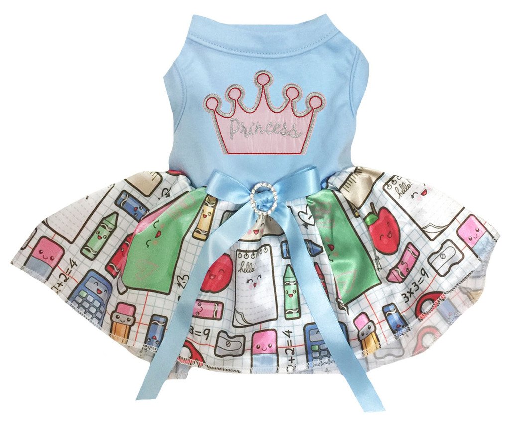 Robe couronne princesse pour chiot et petit chien bleu avec tutu