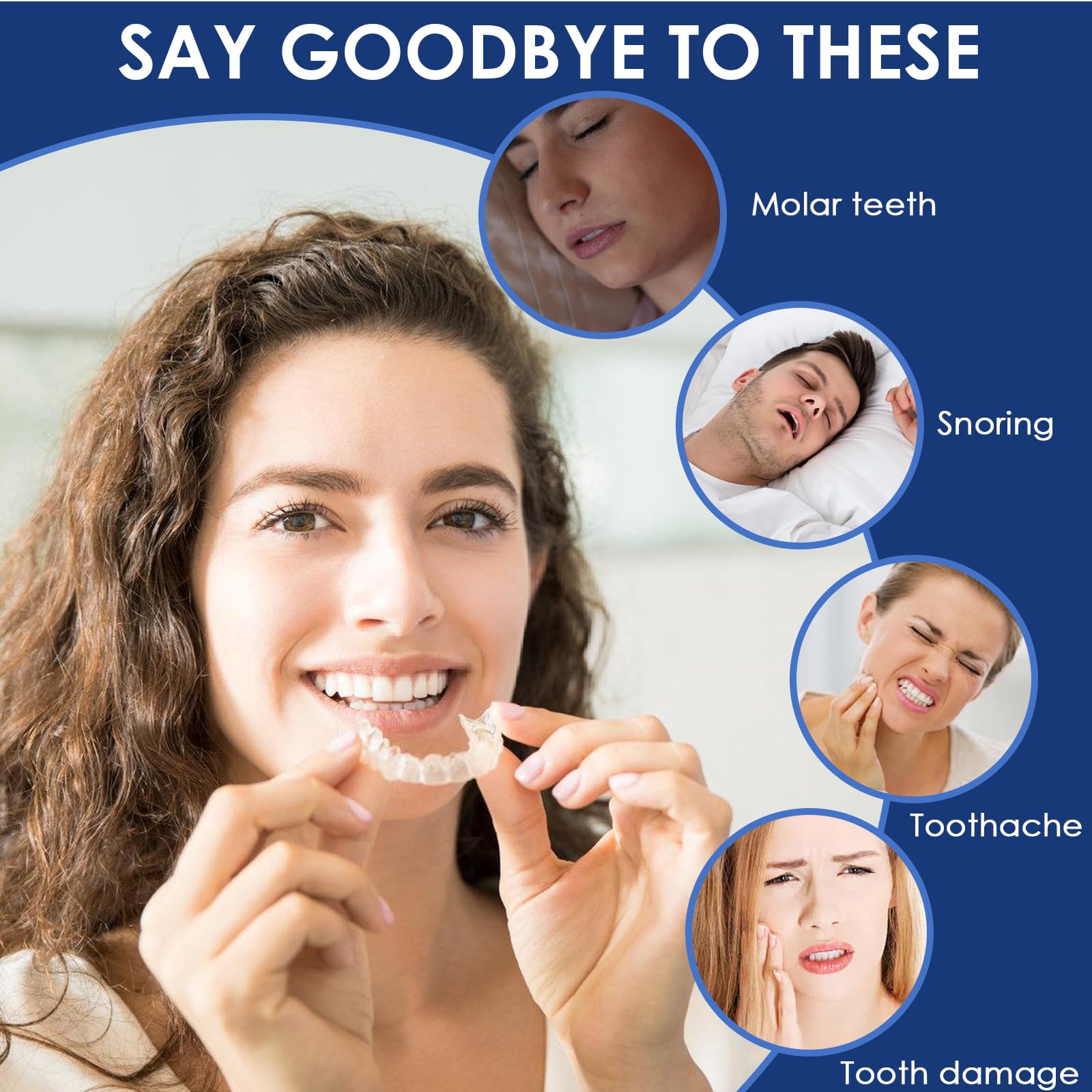 Ferula Descarga Bruxismo 4 Piezas Kit Protección Dental Reutilizables Protector Dental para Rechinar Dientes