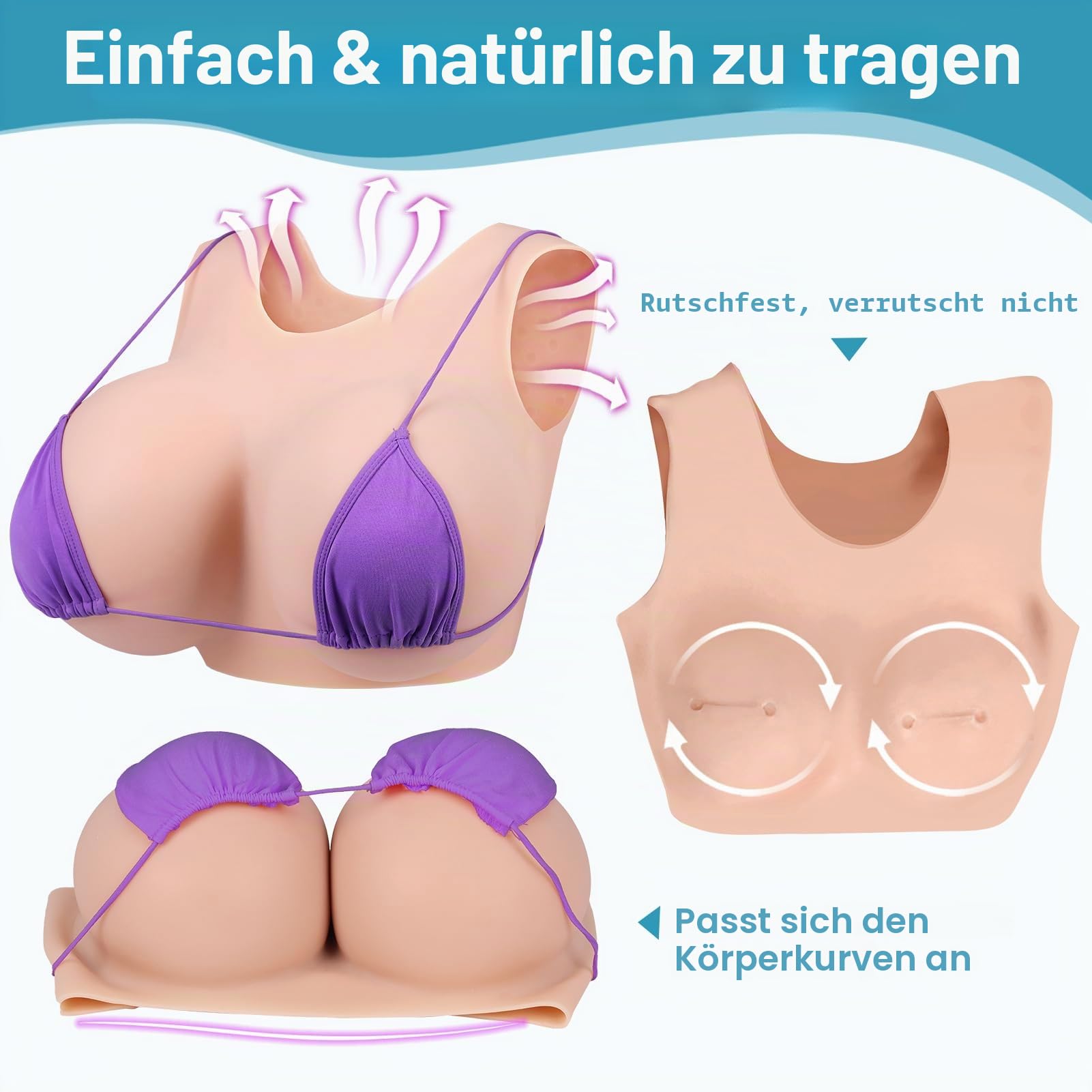 Silikon Brüste Realistisch Crossdresser Ärmellos Rundkragen Falsche Brust Forms Gefüllt mit Baumwolle Silikonbrüste für Transgender Mastektomie Prothese