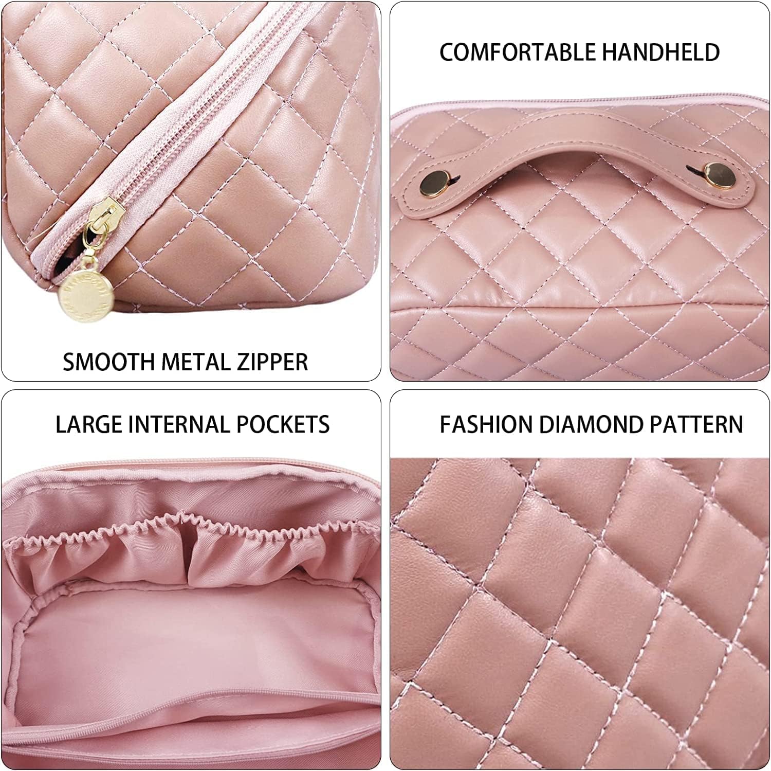 W2S Travel Makeup Organizer, Cosmetic Organizer Box for Women & Large Storage Toiletry Pouch Kit | Durable & Waterproof Case for Makeup Lovers - Essential Vanity Box & Makeup Bag (Pink) 1