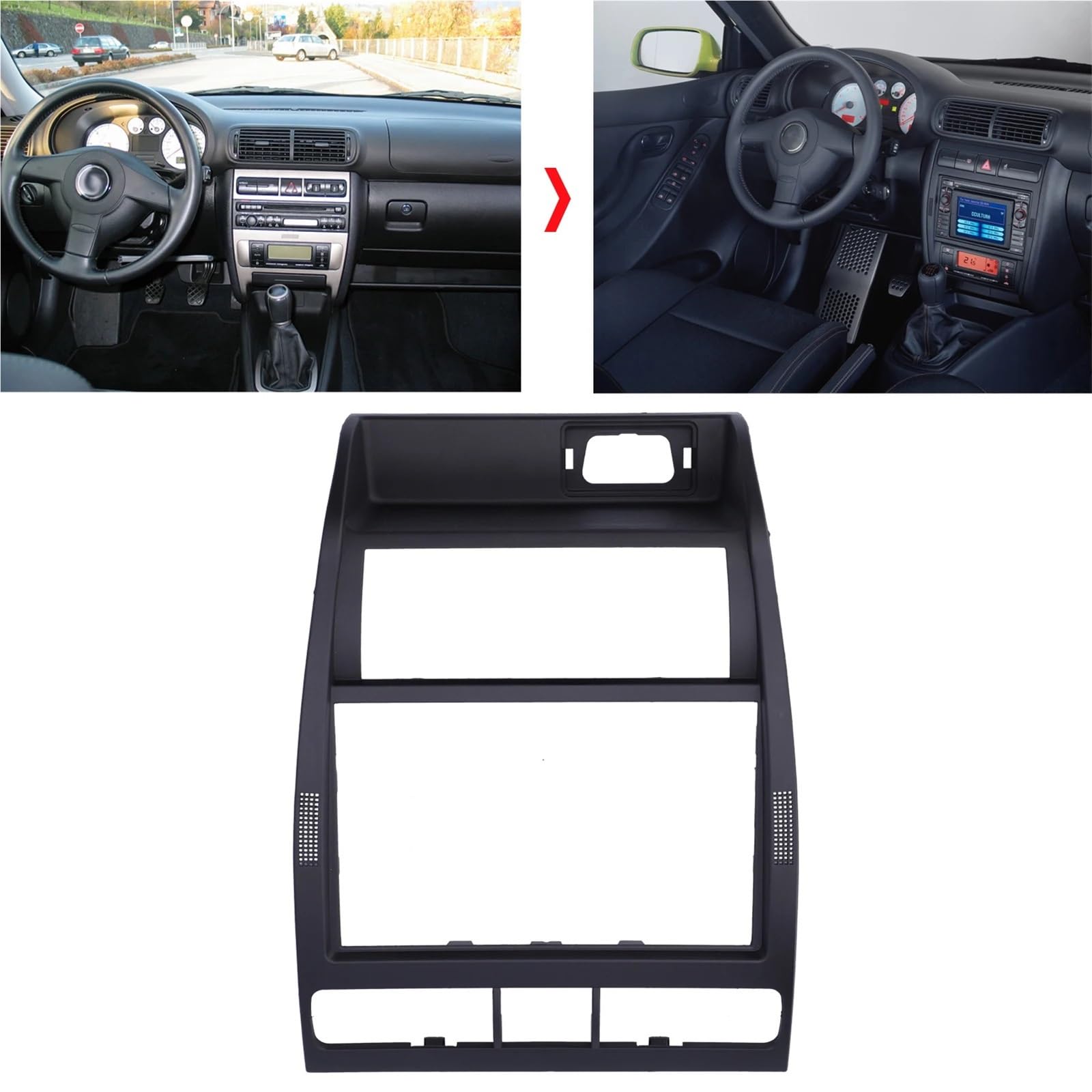 Autoradio Rahmen Osłona ramki panelu nawigacji samochodowej, dekoracyjna, pasująca do Seat Leon/Toledo 1M, wykończenie panelu nawigacji, wnętrze samochodu