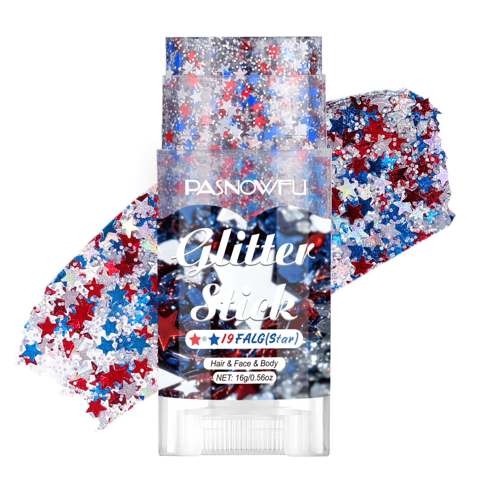PASNOWFU Independence Day Face Glitter Stick Star