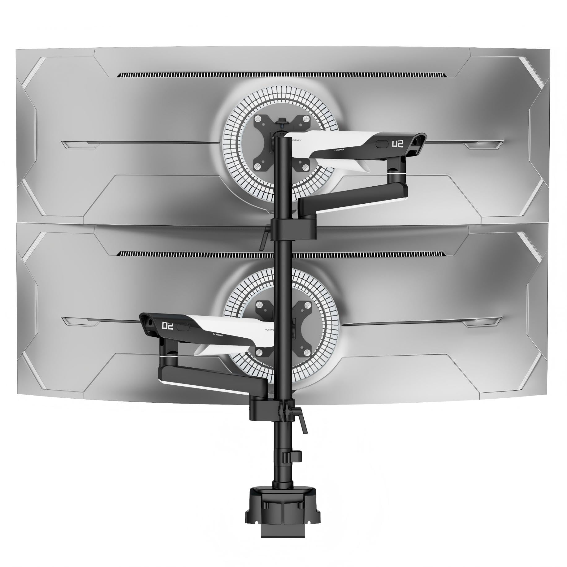 Humanex Dual Monitor Arm, Adjustable Monitor Stand for 17"-40" Screens, hold 2-12kg, 75/100 Vesa Mount, Desk Mount with Cable Management for Gaming & Productivity, Black and White-image-28