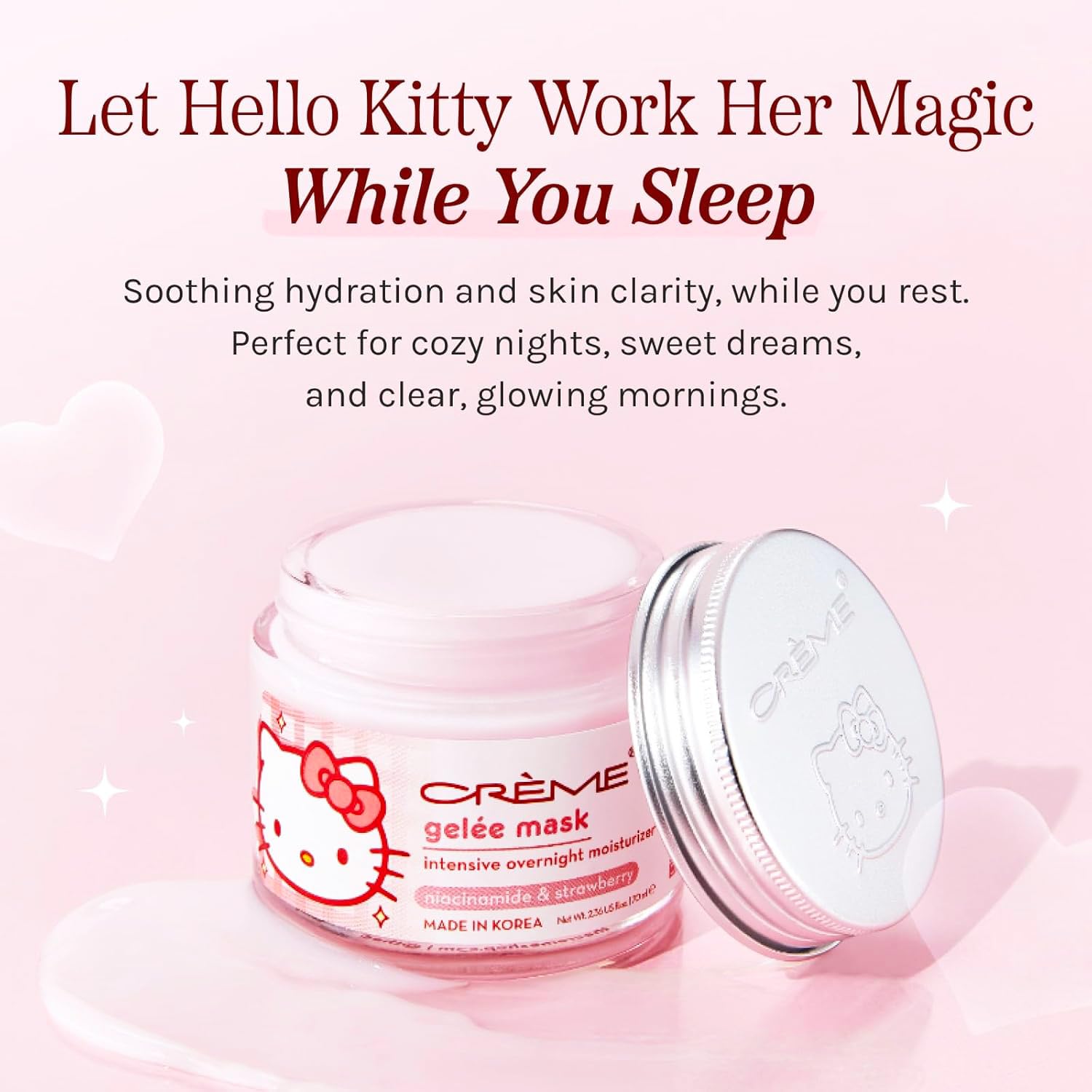 The Crème Shop x Hello Kitty Face Mask Pack - Bundle with Klean Beauty Gelee Masks Made in Korea with Niacinamide & Strawberry to Clarify & Tone Sensitive Skin | The Creme Shop Skin Care - Image 2