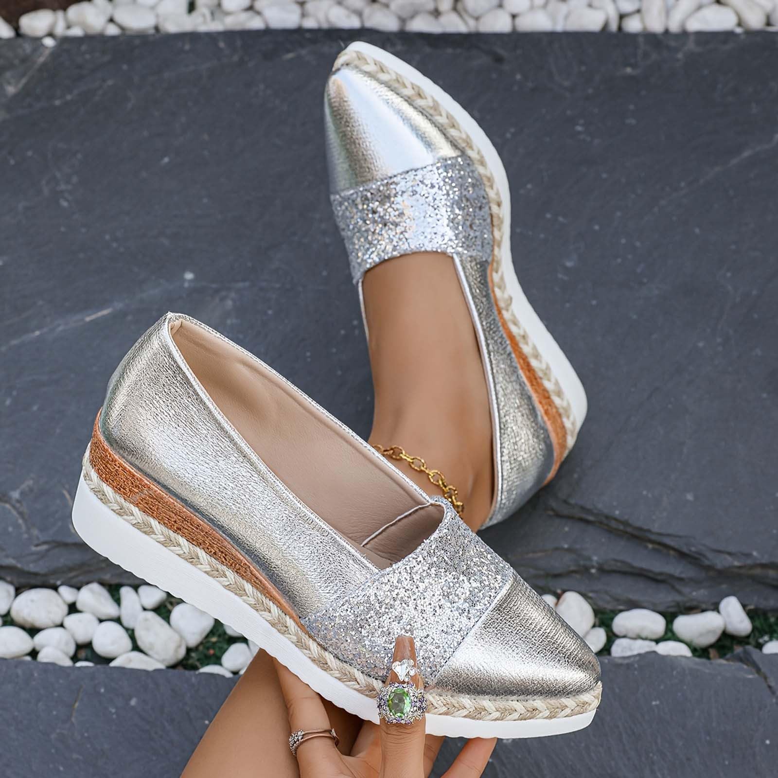 Basket Femme Shoes légères et Confortables Espadrilles à Plateforme Tissées Décontractées pour Femmes Shoes Respirantes Légères Confortables pour la Marche Quotidienne