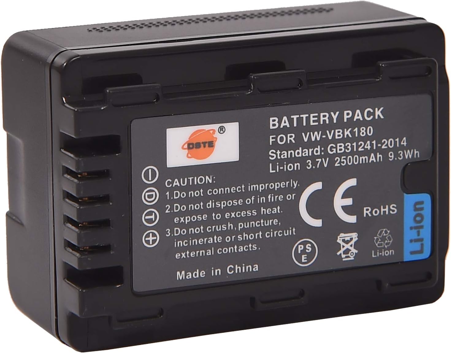 VW-VBK180 Rechargeable Li-ion Battery for Panasonic HC-V10, HC-V100, HC-V100M, HC-V500, HC-V500M, HC-V700, HC-V700M, HDC-HS60, HDC-HS80, HDC-SD40, HDC-SD60, HDC-SD80, HDC-SD90 Digital Cameras