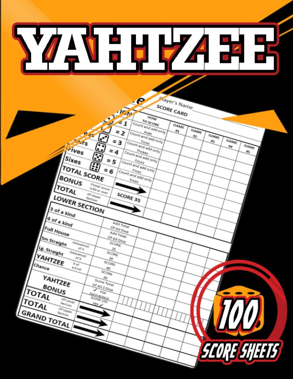 Yahtzee Score Sheets: 100 Yahtzee Score Pads, Game Record Score Keeper Book, Score Card Yahtzee Game