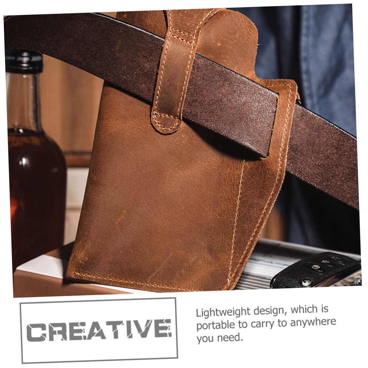 Riñonera Deportiva Hombre Vintage de Piel Auténtica Resistente Ligera Hebilla para Colgar Llaves Bolsa de Almacenamiento para Cintura Uso Diario y Viajes