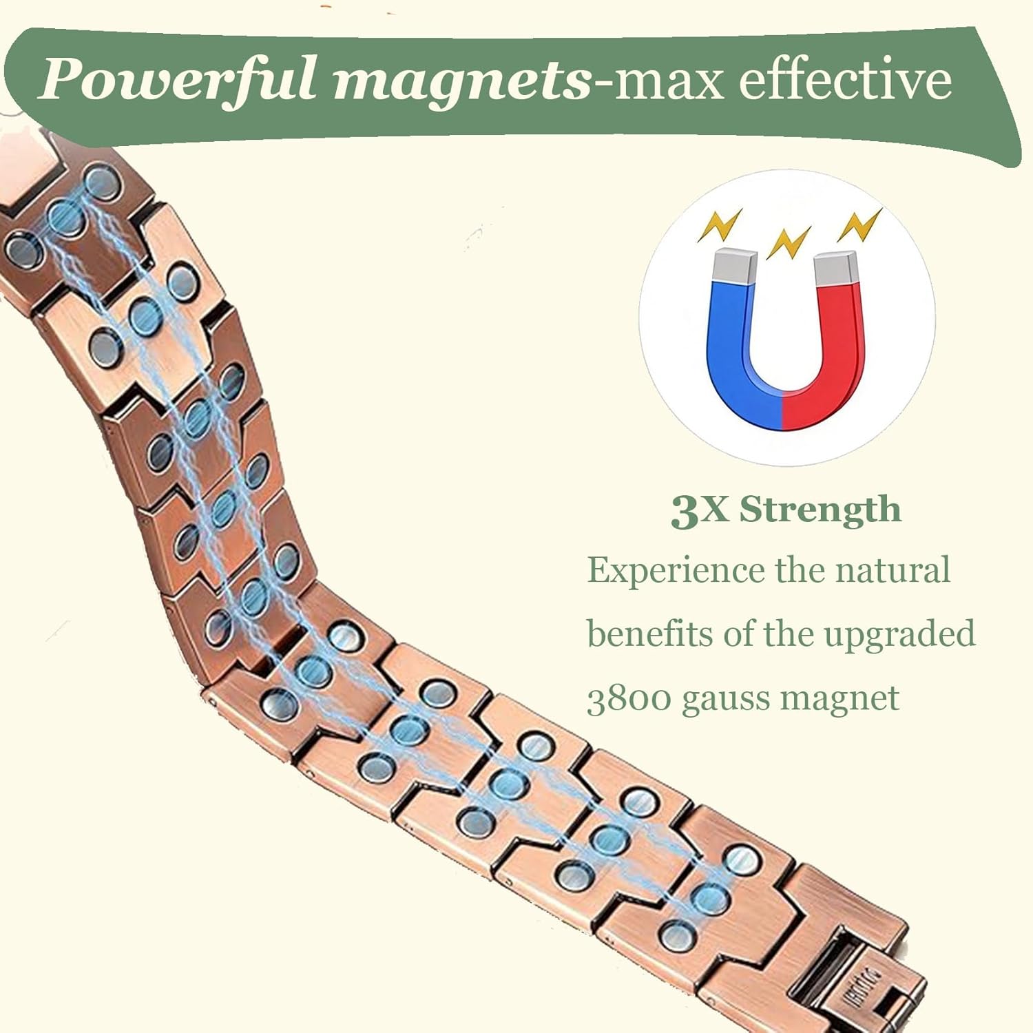 99% pure copper bracelet with ultra strength magnet, magnetic therapy bracelet - Image 3