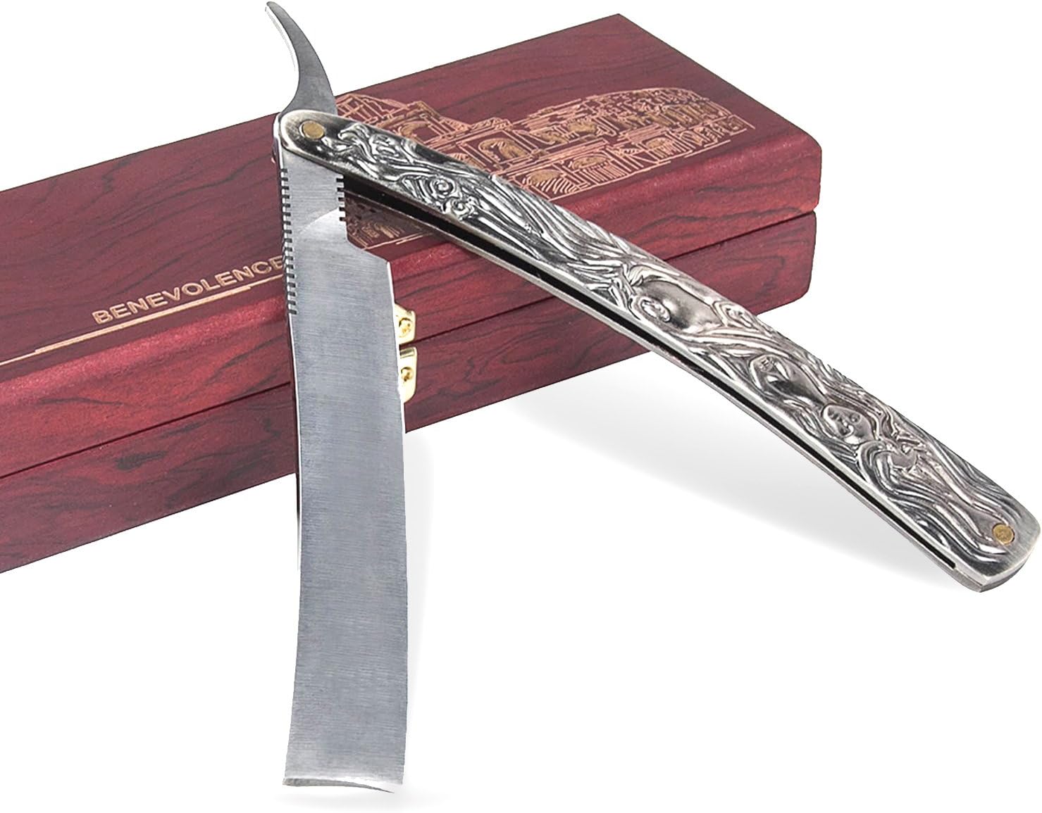 Neuojo Stainless Steel Straight Razor Shaving Set with Pretty Wooden Storage Box with Aluminium Handle Shaving Razor for Beginners & Lovers