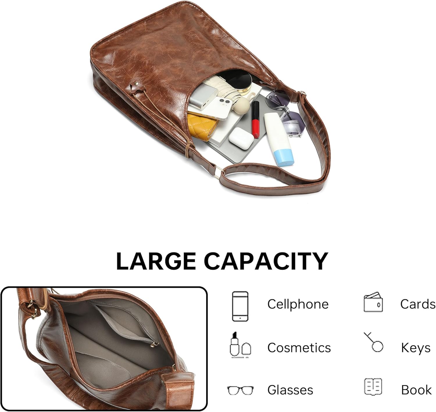 GEMIU Tote Bag for Women - Vintage Hobo Handbags & Slouchy Shoulder Purse with Adjustable Shoulder Strap Roomy Capacity