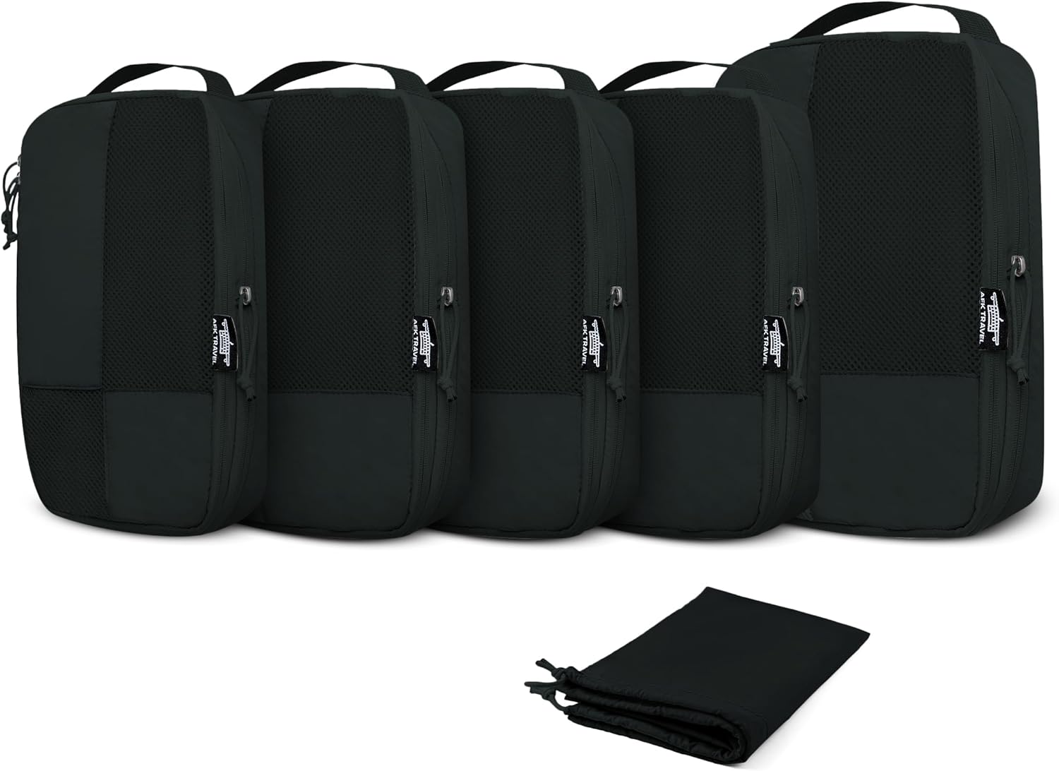 Compression Packing Cubes Travel Organizer, 6 Set Travel Luggage, & Suitcase Organizer, 1 Large +3 Medium+1 Small+1 Shoe Bag (BLACK)